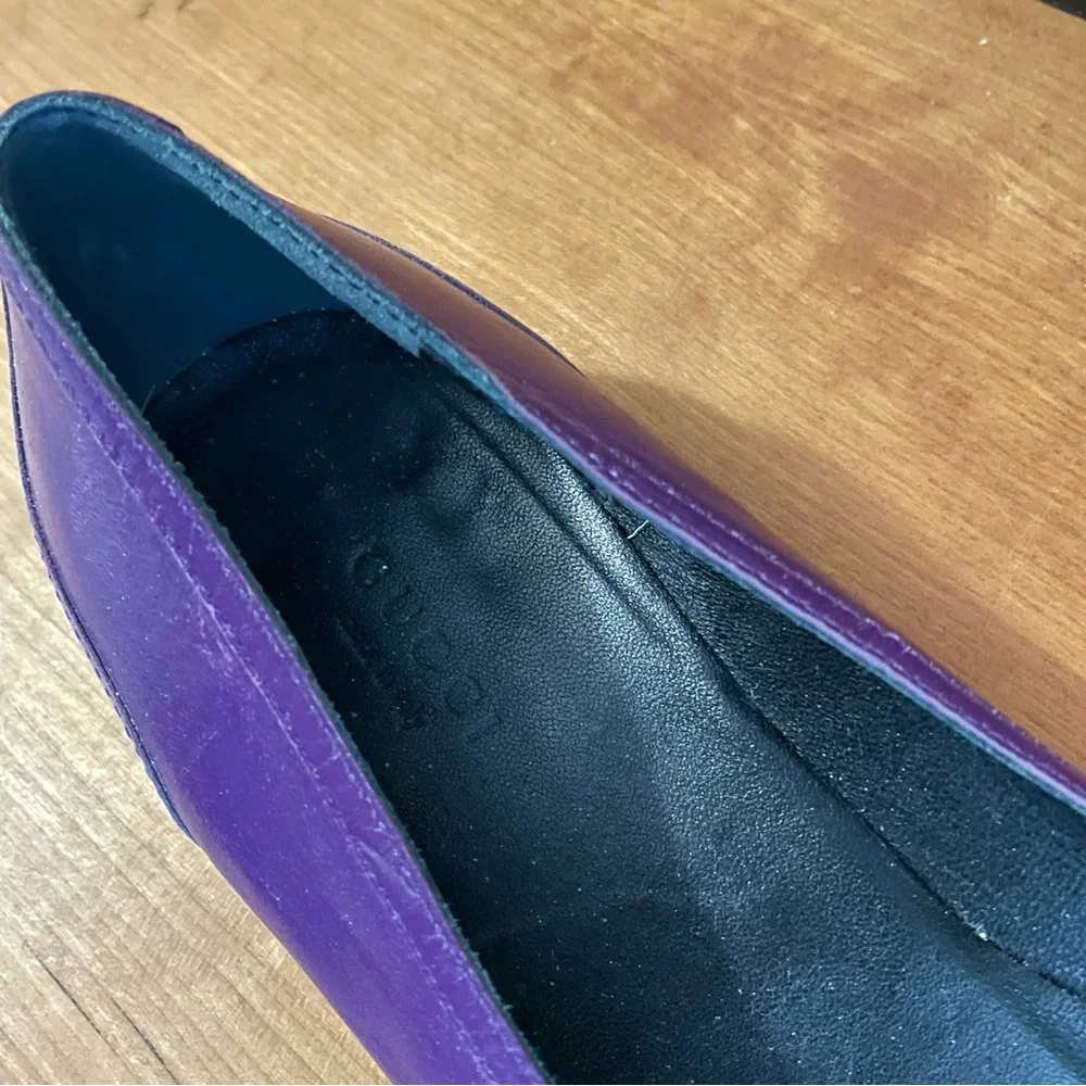 Vintage GUCCI Purple Leather Ballet Flats - 40C - Picture 7 of 15
